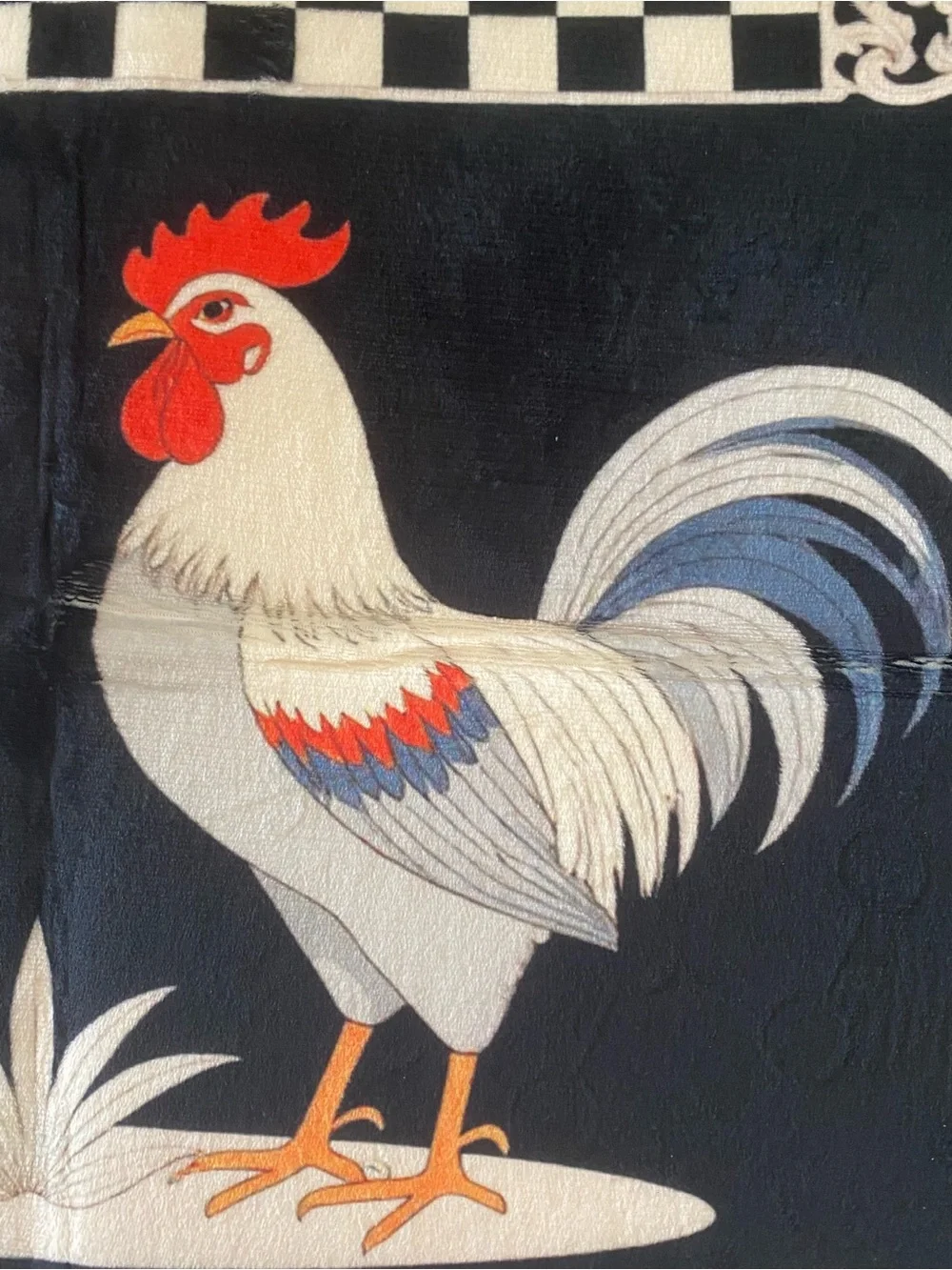 Rooster Accent Door Mat - Black, White & Red